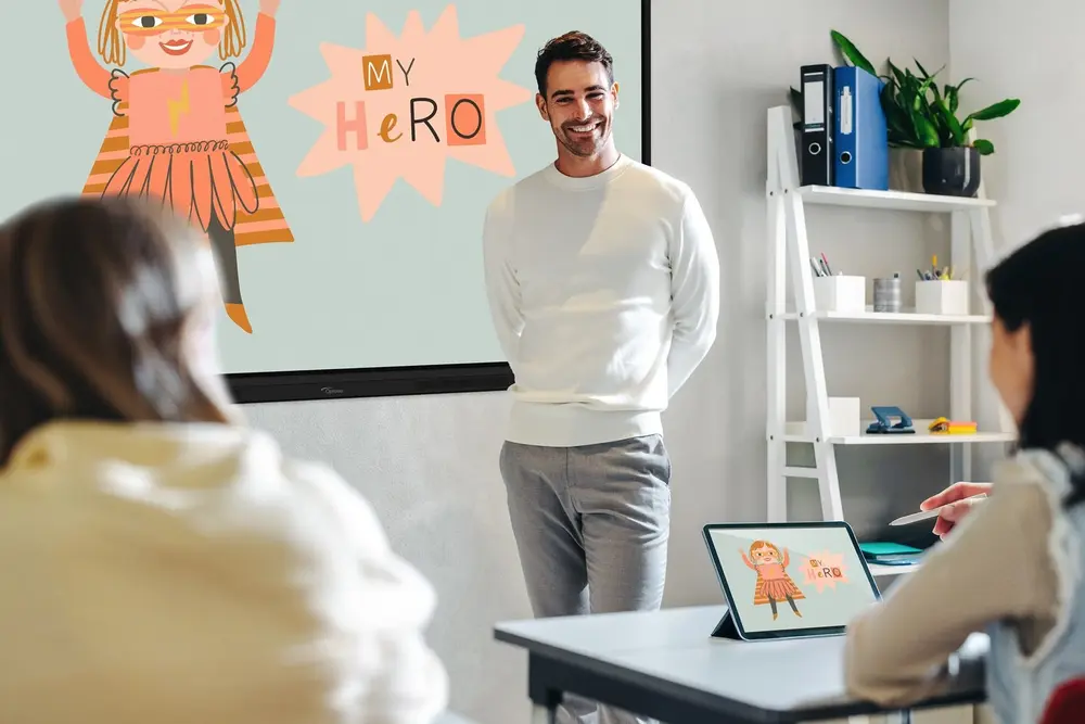 מסך מגע אינטראקטיבי גודל ";65 Optoma 3653RK 4K