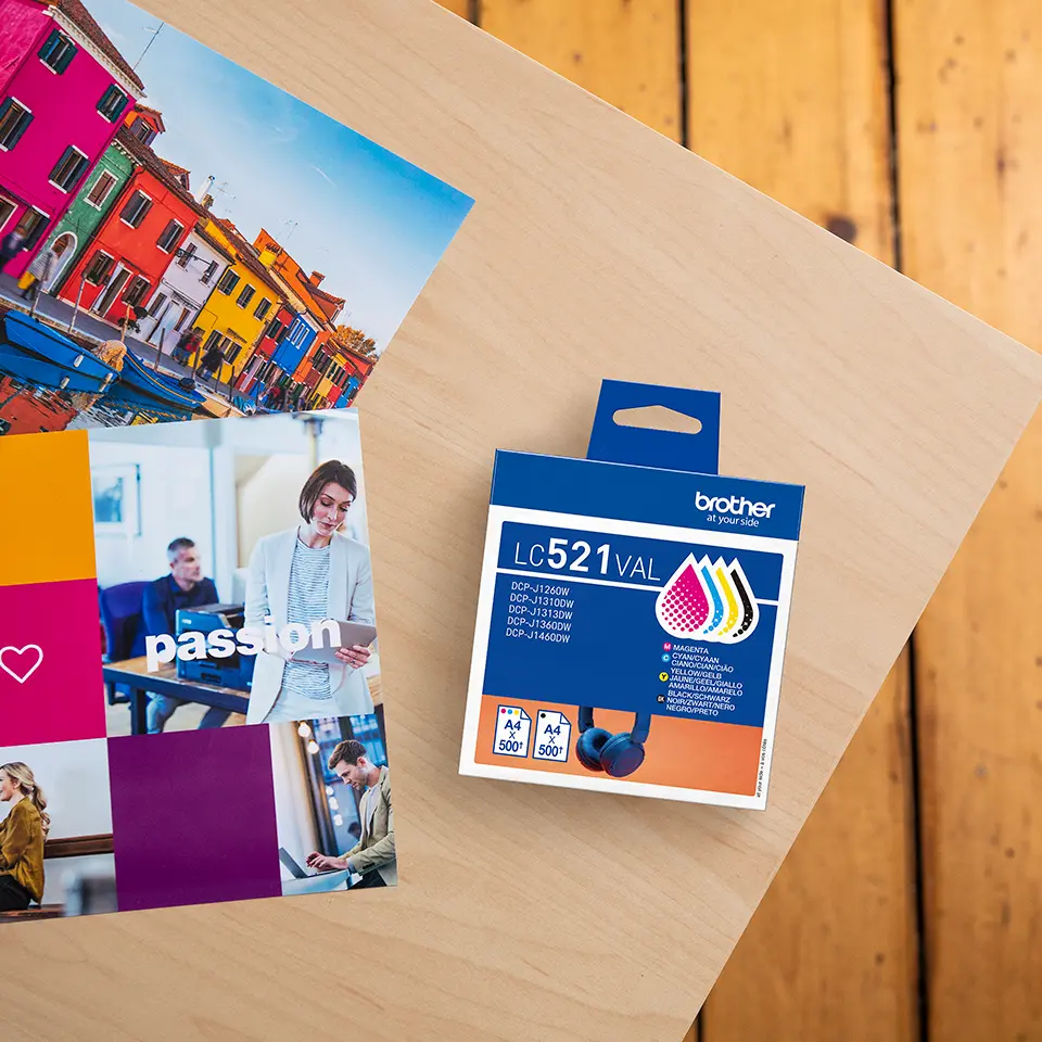 חבילת מחסניות דיו מקורית של Brother LC521VAL